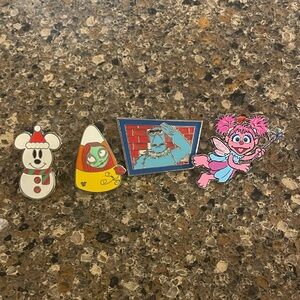 Lot of 4 Disney Pins:Sam The Eagle, Sally Candy Korn, Abby Cadabby, Mickey Mouse